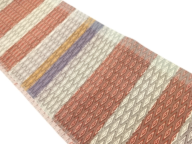 菱模様織出し名古屋帯